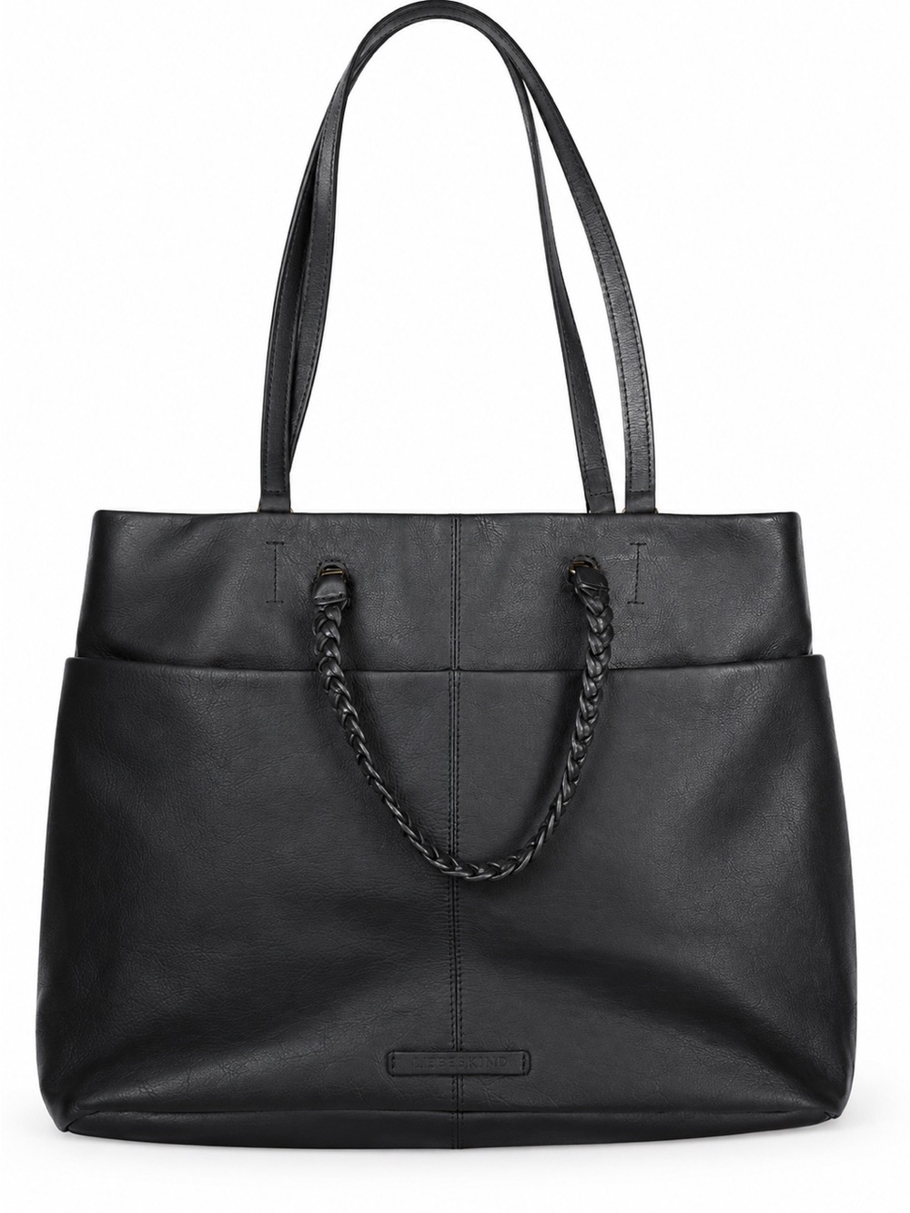 Lucky Brand Black Leather Jema Tote Bag Braided Y2K Minimalist Boho 90’s Capsule